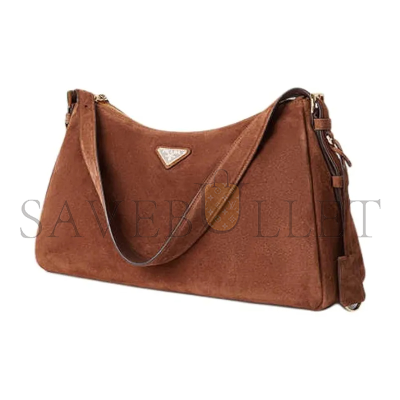 PRADA AIMÉE LARGE SUEDE SHOULDER BAG 1BC228 01 (39*23*12cm))